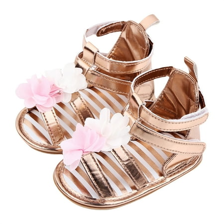

Coduop Toddler Girls Sandals Soft Rubber Flats Summer Baby flower Beach Shoes