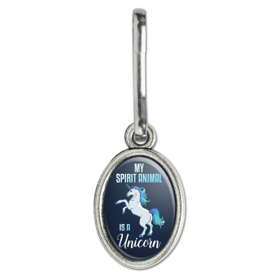 My Spirit Animal is a Unicorn Antiqued Oval Charm Clothes Purse Suitcase Backpack Zipper Pull Aid