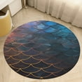 thumbnail image 4 of Mermaid Fish Scales Washable Round Rug -Circle Area Rugs for Nursery Bedroom, Vintage Non Slip Non Shedding Low Pile Carpet for Living Room Coffee Table Entryway, 4 of 6