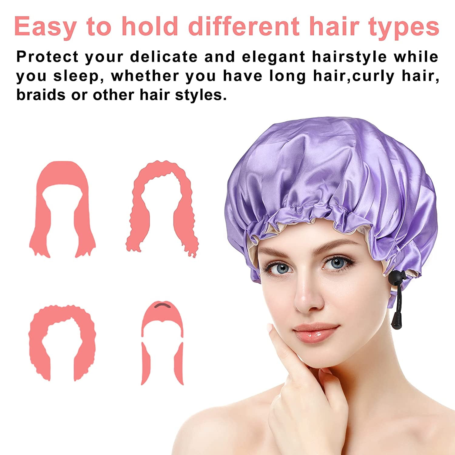 Pieces Soft Satin Sleeping Bonnet Elastic Satin Sleep Cap