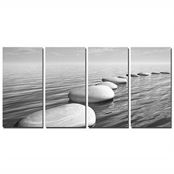 Sechars Zen Canvas Wall Art Peaceful Relaxing Grey Zen Stones Pictures Poster Wall Art For Living Room Bedroom Spa Yoga Room Wall Decoration Stretched On Wood Frame Ready To Hang
