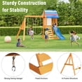 thumbnail image 3 of Wooden Swing Set with Slide and Adjustable Swings,Outdoor Playset for Backyard with Rock Wall Climbing Holds, A-Frame Stability, Weather-Resistant Kids Playground Equipment - for Ages 3-12, 3 of 7