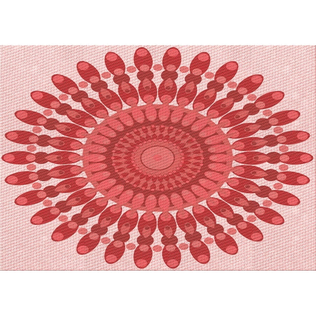 Ahgly Company Machine Washable Indoor Rectangle Transitional Pastel Pink Area Rugs, 7' x 10'