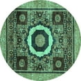 thumbnail image 1 of Ahgly Company Indoor Round Abstract Turquoise Blue Modern Area Rugs, 8' Round, 1 of 4