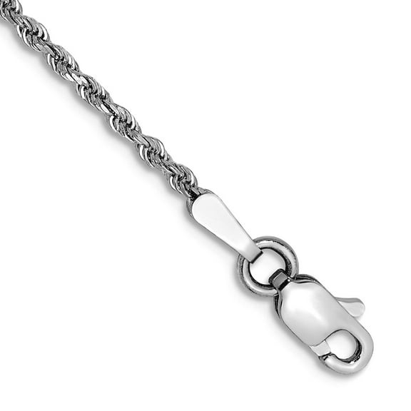 10k White Gold 1.5mm Sparkle-Cut Rope Chain Ankle Bracelet 10 Inch Anklet for Women and Men