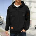 thumbnail image 1 of pstuiky manga larga para hombre, Sudadera con capucha, cremallera de un cuarto y múltiples bolsillos de manga larga de color liso para hombre camisetas de hombre s, 1 of 4