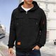thumbnail image 1 of pstuiky Camisas casuales de manga larga para hombre, Sudadera con capucha, cremallera de un cuarto y múltiples bolsillos de manga larga de color liso para hombre tops de invierno para hombre l, 1 of 4