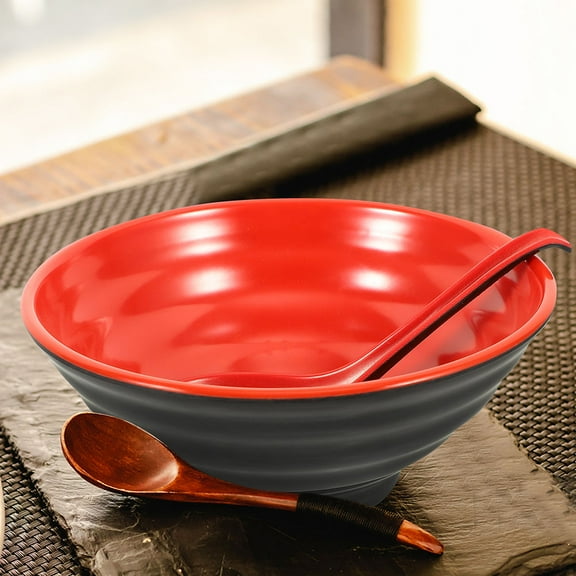 Niceauty 1Set Red Japanese Ramen Bowl Set Smooth Design Practical Kitchen Bowls