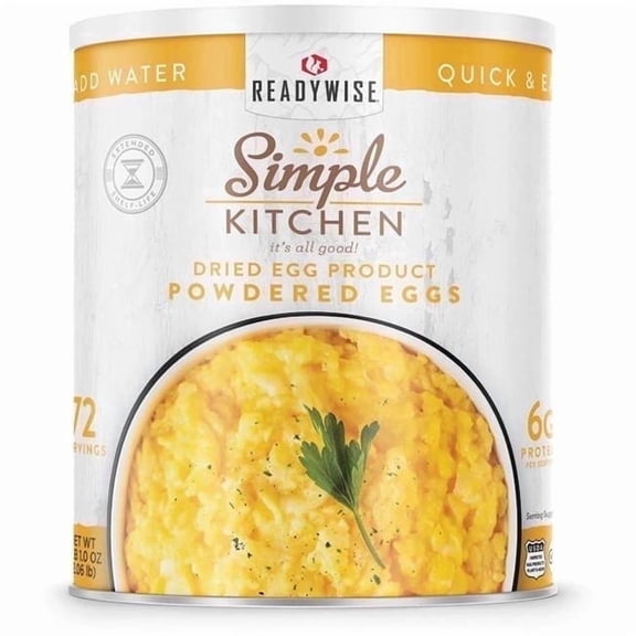 ReadyWise Whole Dehydrated Powdered Eggs - Shelf Stable, 72 Servings Can