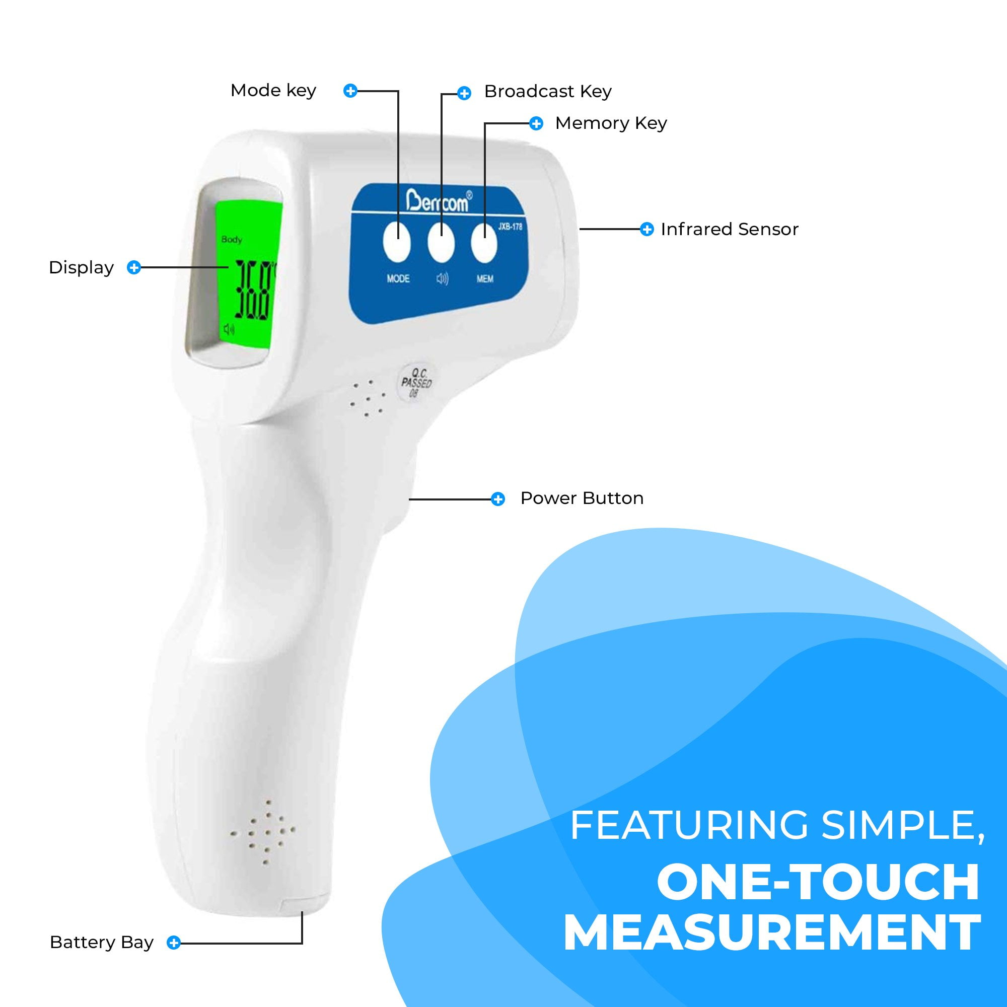Berrcom JXB-178 No Contact Infrared Forehead Thermometer FDA APPROVED USA SELLER 