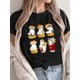 thumbnail image 1 of Women's Regular Size Casual T-Shirt with Cute Cartoon Cat Burger & Fries Print, Short Sleeve, Cotton Blend, Machine Washable - Perfect for Spring/Summer, 1 of 7