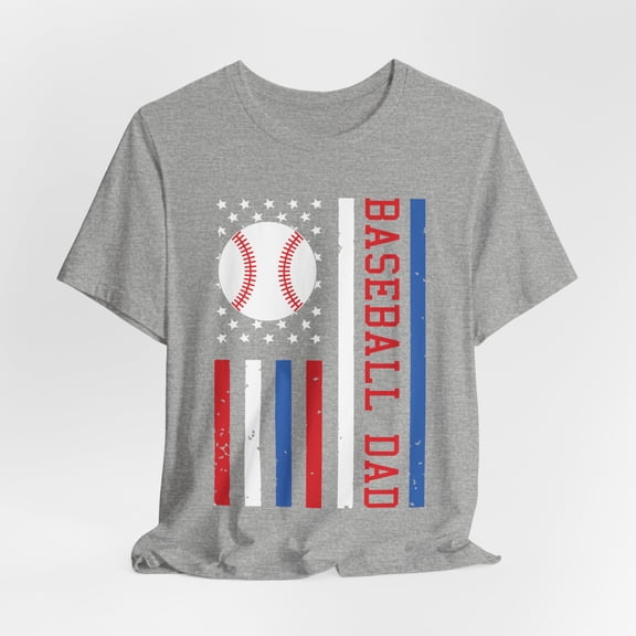 Men's Baseball Dad Red White Blue Flag Shirt