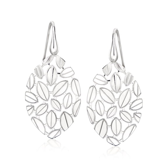 Ross-Simons Italian Sterling Silver Leaf Drop Earrings, Women's, Adult
