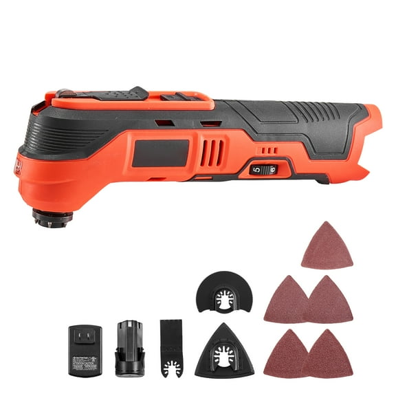 KFFKFF Cordless Oscillating Tool, 12V Multi-Function Saw with 6 Adjustable Speeds 6000 - 17500 OPM, 3.2° Oscillation Angle, 2.0Ah Battery and Charger, 8 Saw Attachments & LED Light