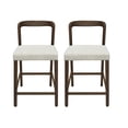 thumbnail image 3 of Christopher Knight Home 37" Counter Height Bar Stools, Solid Wood Frame with Beige Cushions, Walnut, Set of 2, 3 of 11