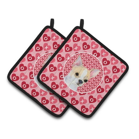 

Caroline s Treasures Chihuahua Hearts Love and Valentine s Day Portrait Pair of Pot Holders