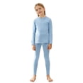 thumbnail image 2 of TiaoBug Kids Thermal Base Layer Set Boys Girls 2 Piece Thermal Long Sleeve Top with Tights Leggings Set Light Blue 120, 2 of 6