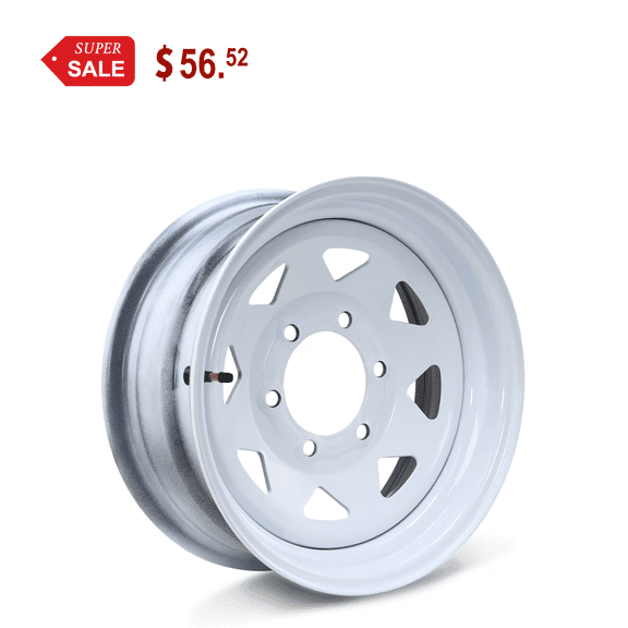 LIBRA 15 x 6 Trailer Wheel 6 Lug on 5.5" Bolt Pattern White Spoke -17012