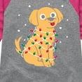thumbnail image 3 of Instant Message - Dog Wrapped In Christmas Lights - Toddler & Youth Girls Raglan Graphic T-Shirt, 3 of 5