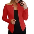 thumbnail image 7 of Blazers for Women Business Casual Cropped Blazer Jackets Dressy Open Front Cardigans Long Sleeve Notch Outerwear, Red (3X-Large), 7 of 7