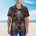 thumbnail image 4 of Bixox Men's Hawaiian Shirts Men's Skull and Red Roses Print Short-Sleeve Shirt-X-Large, 4 of 8