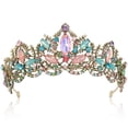 thumbnail image 1 of Tiara dorada, tiaras y coronas de boda para mujer, tiara de reina con diamantes de imitación para mujer, corona de princesa, tiara de cumpleaños, diademas para bodas, bailes, fiestas nupciales, disfra, 1 of 4