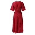 thumbnail image 5 of Vestido largo elegante con cuello en V y pliegues para mujer - Vestido midi fluido de gasa con corte en A - Adecuado para el trabajo, bodas, fiestas y uso diario, 5 of 5
