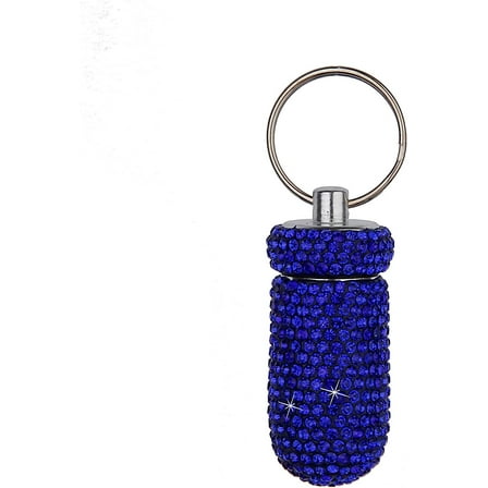 1PCS Bling Crystal Rhinestone Portable Pill Case Pill Container Waterproof Pill Holder with Keychain Glitter Travel Pill Box Small Medicine Dispenser Bottle Storage for Outdoor Camping Travel,H