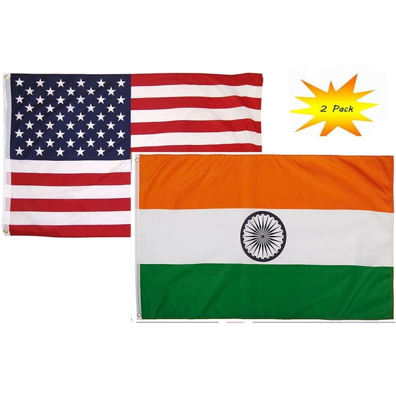 3x5 3’x5’ Wholesale Set (2 Pack) USA American & India Country Flag Banner