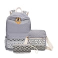 thumbnail image 1 of stanreset 3 Pieces Canvas Backpack Shoulder Organizer Set Large Capacity Zipper Ethnic Style School Bags Causal Adjustable Travel Bag Gray, 1 of 1