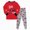 H332-Red, variant on TOWED22 Little Boys Girls Pajamas 2Pcs Long Sleeve Crewneck Top and Elastic Waist Pants Print Sleepwear Pjs Toddlers