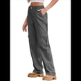 thumbnail image 3 of Pantalones Cargo de Cintura Alta para Mujer, Pantalones Casuales de Pierna con 6 Bolsillos. Gris L, 3 of 8