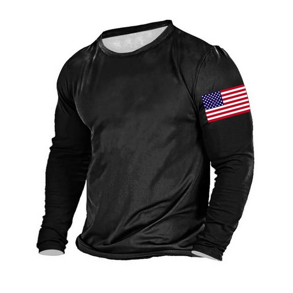 NaWent Mens Graphic T Shirt Long Sleeve 1776 American Flag Shirts Black 10(XL)