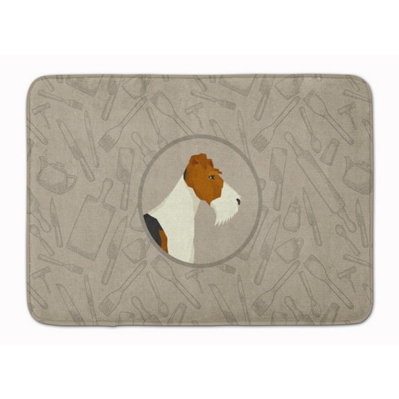 Fox Terrier In the Kitchen Machine Washable Memory Foam Mat