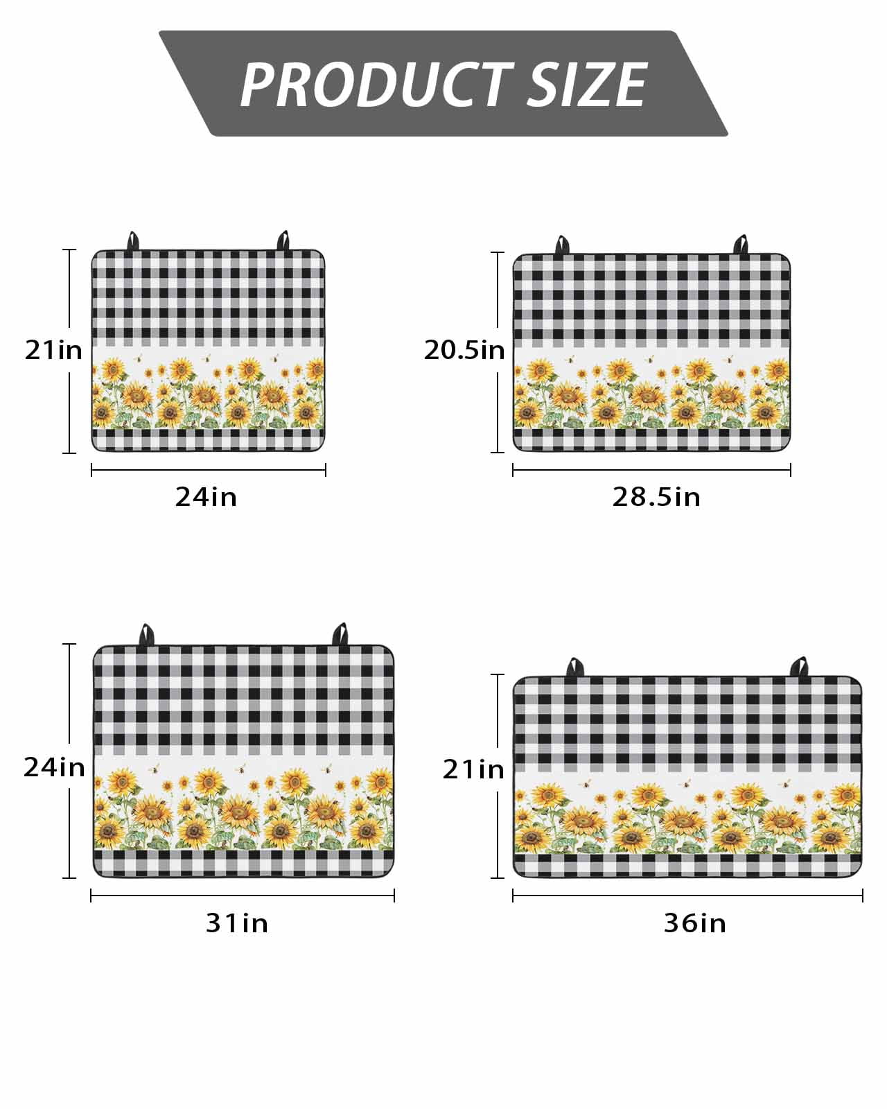 Stove Top Covers for Electric Stove, Sunflower Glass Stovetop Cover Protector, Black White Buffalo Plaid Check Country Bee Induction Cooktop Protector Oven Mat for Kitchen Countertop 24"x21"