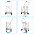 thumbnail image 6 of Shopping Cart with Shelf,Grocery Cart on Wheels,Foldable Utility Shopping Carts with Double Basket and 360° Rolling Swivel Wheels for Groceries Laundry, 6 of 8