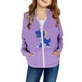 thumbnail image 2 of Jackets Graphic for Girls Boys Dinosaur Print Hooded Zip Up Jacket Kids Warm Cozy Casual Winter Coat Toddler Children Outerwear Jackets 5-6 Years, 2 of 4