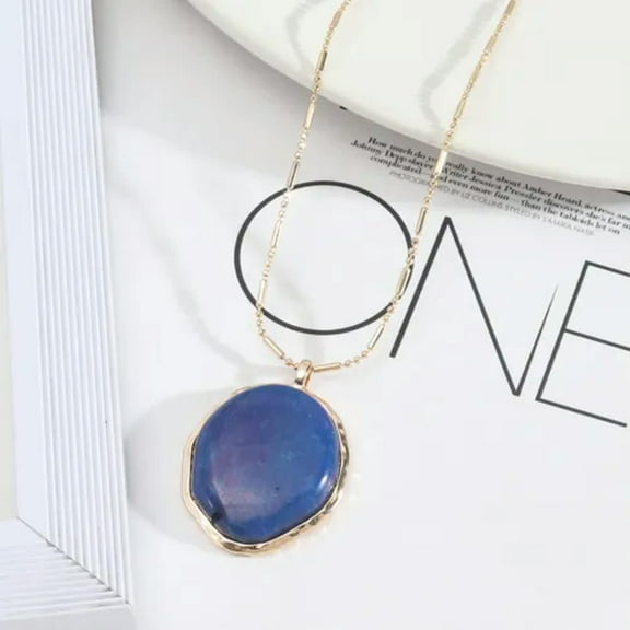 Natural Stone Semi-precious Stones Long Chain Pendant Necklace Original Design