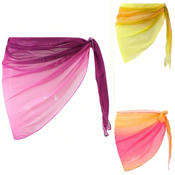AHTJRT Boho Beach Cover Ups for Women Hawaiian Sarong Swim Skirts Sporty Sheer Bikini Chiffon Wraps Bottoms for Surfing Beachwear Pink#02 S