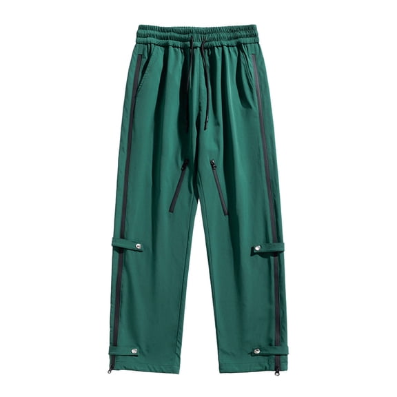 Timoontee Lightweight Workwear Drawstring Waist Trousers Cargo Pants Pull On Pants Straight Leg Fishing Hiking Pants for Men Casual Jogger Sweatpants with Pocket Green XXXXL