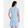 thumbnail image 4 of Time and Tru Women's Tiered Mini Dress with Flutter Sleeves, Sizes XS-XXXL, 4 of 6