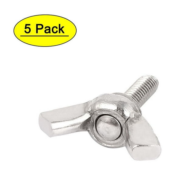 Unique Bargains 304 Stainless Steel Butterfly Wing Nut Screw M4 x 12mm Thread 5pcs