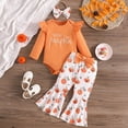 thumbnail image 2 of Gerichy Baby Girl Fall Outfit Ruffle Sleeve Romper Bell Bottom Pumpkin Pants 0 3 6 12 18 Months Baby Girls Halloween Clothes Set, 2 of 6