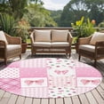 thumbnail image 4 of Valentine's Day Round Area Rug 8Ft Washable Large Circle Rugs for Living Room Dorm, Pink Bows Romantic Roses Farmhouse Plaid Non-Slip Carpet Floor Mats Indoor Outdoor Carpet Runner Home Decor, 4 of 8