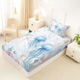 thumbnail image 4 of Erosebridal Watercolor Ocean Coral Twin Sheet Sets,Wild Jellyfish Starfish Bedding For Girls Kids 3 Pieces, 4 of 6
