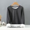 thumbnail image 2 of zbxnLI Women's Pajama Tops Sherpa Fleece Lined Warm Tops Winter Pullover Sweatshirt for Women, 2 of 3
