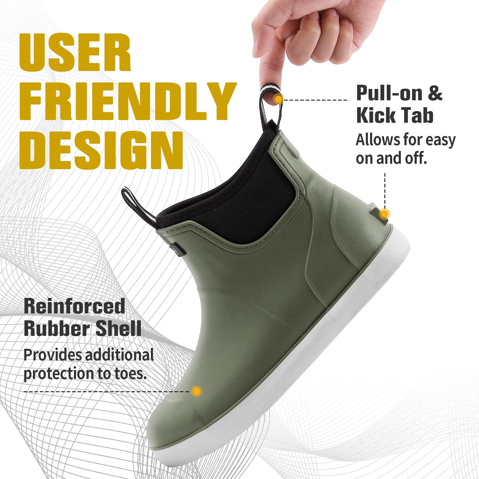 Lcamaw Deck Boots for Men，OutdoorRubber Fishing Garden Waterproof Ankle Rain Boots