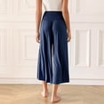 thumbnail image 4 of Women Fold Over Waist Lounge Capris Gaucho Wide Leg Flowy Cropped Pants Casual Yoga Culotte Pajama Bottom, 4 of 4