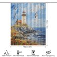 thumbnail image 2 of Lighthouse Sunrise Coast Scenery Pale Blue Tan Shower Curtain for Bathroom with 12Hooks, Polyester Fabric Thick Shower Curtain Washable Waterproof Curtain, 2 of 8