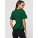 thumbnail image 3 of Blusa peplum para mujer, cuello redondo, manga acampanada, cintura con cinturón, blusa de oficina Verde XL, 3 of 6